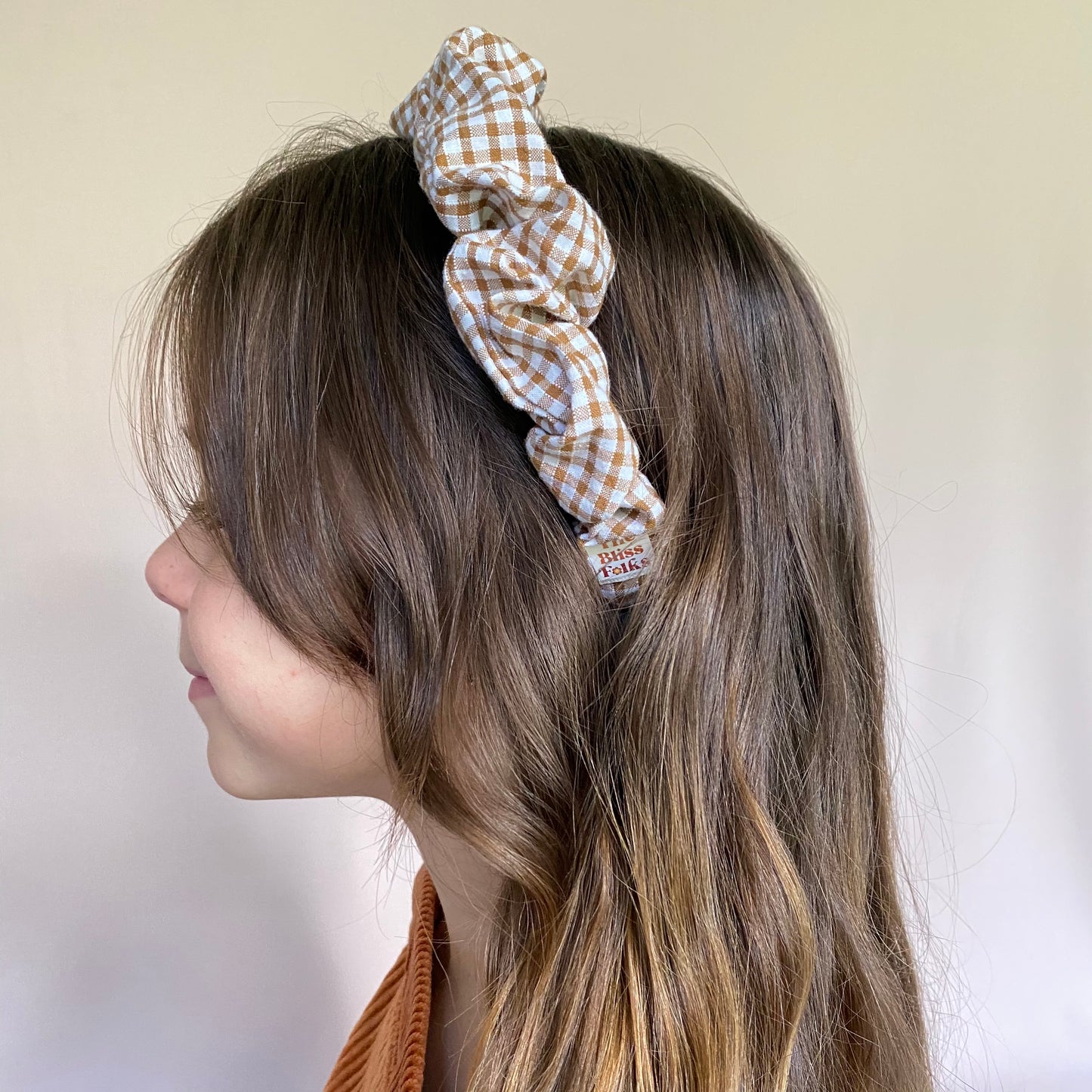 Scrunchie Headband • Brown Gingham