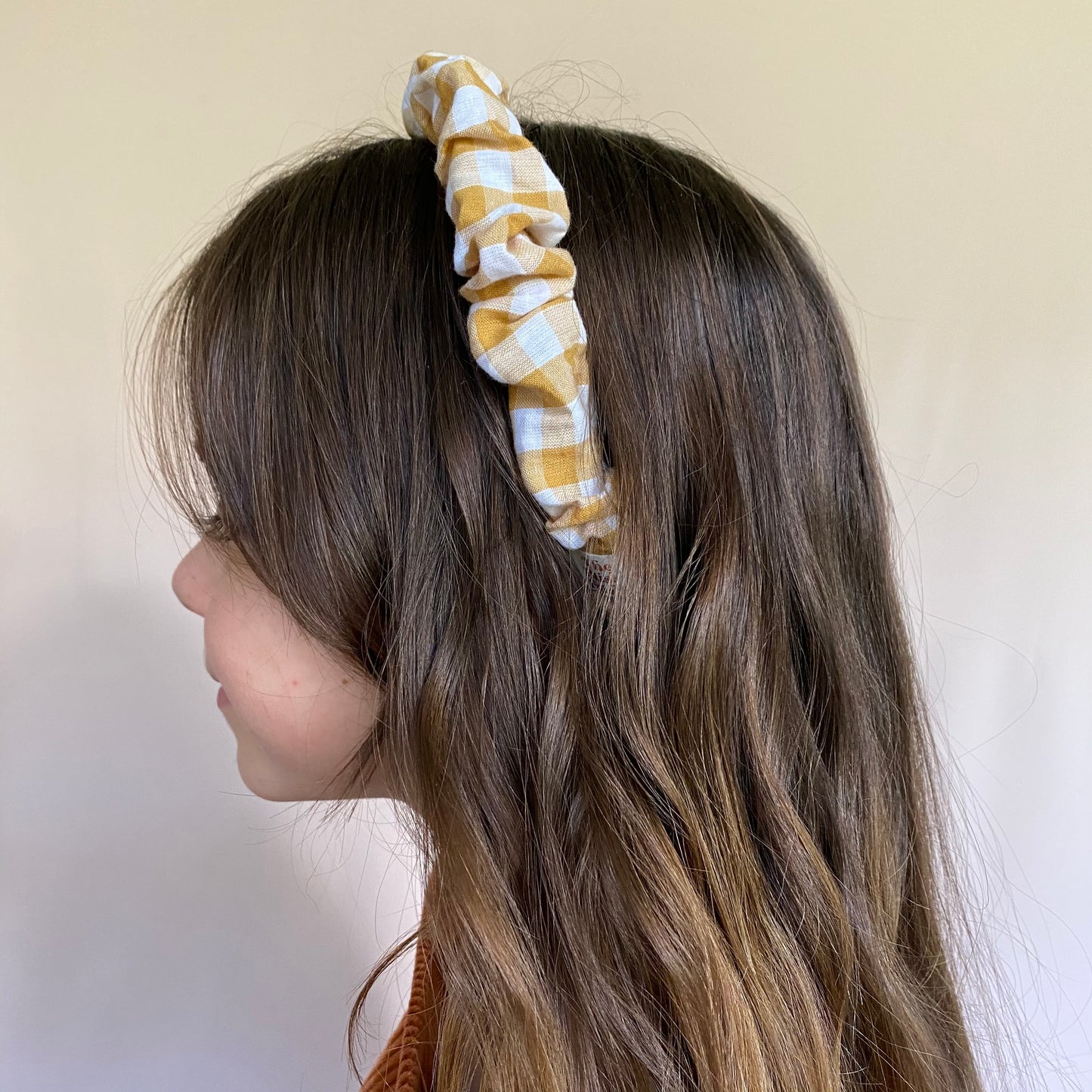 Scrunchie Headband • Mustard Gingham