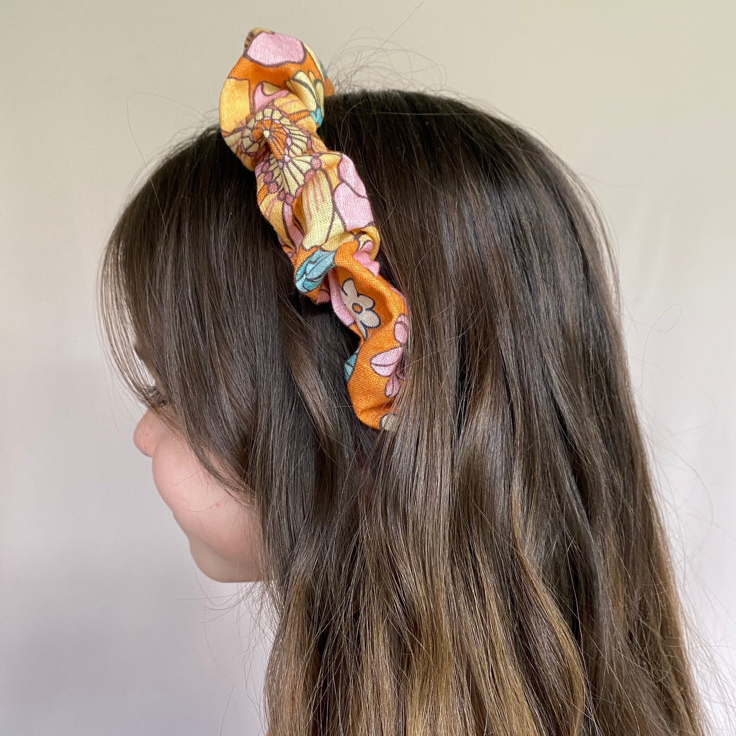 Scrunchie Headband • Orange Floral