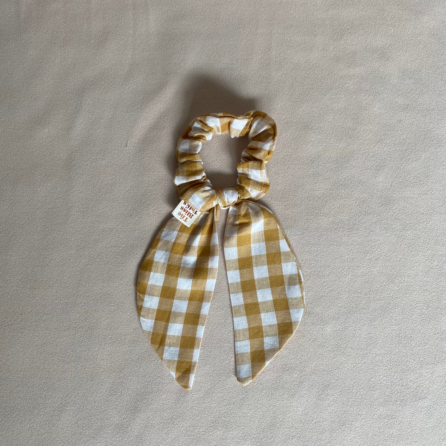 Knot Bow Scrunchie • Mustard Gingham