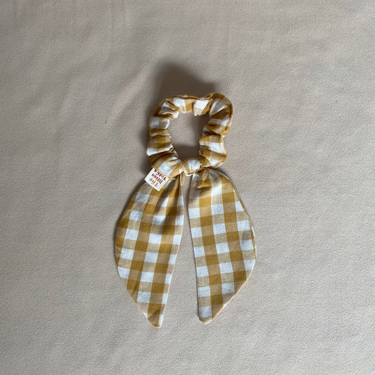 Knot Bow Scrunchie • Mustard Gingham