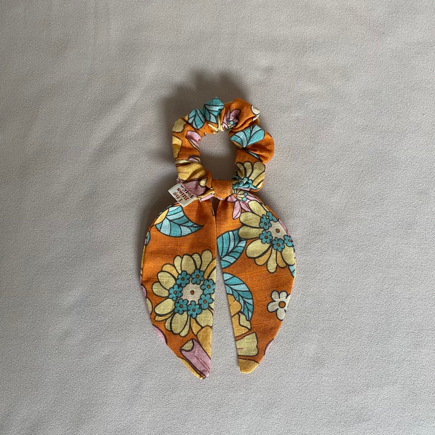 Knot Bow Scrunchie • Orange Floral