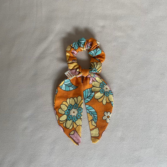 Knot Bow Scrunchie • Orange Floral