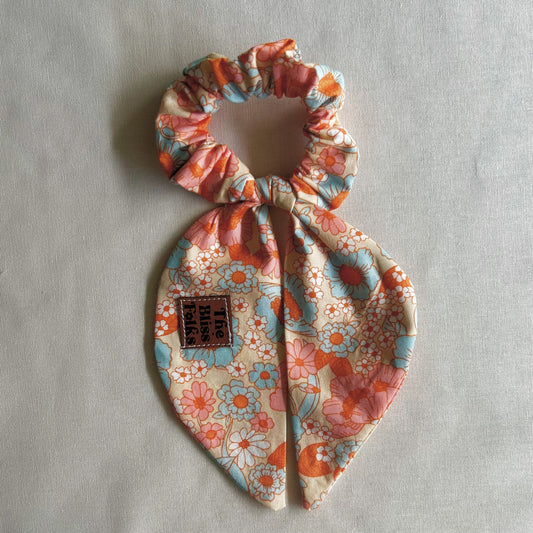 Knot Bow Scrunchie • Pink& Blue Floral